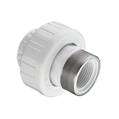 Union, 3/4 in, Socket x Stainless Steel Reinforced FNPT, SCH 40/STD, PVC