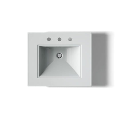 Memoirs Stately 24-1/2" Fireclay Pedestal Sink with Overflow and 3 Faucet Holes at 8" Centers