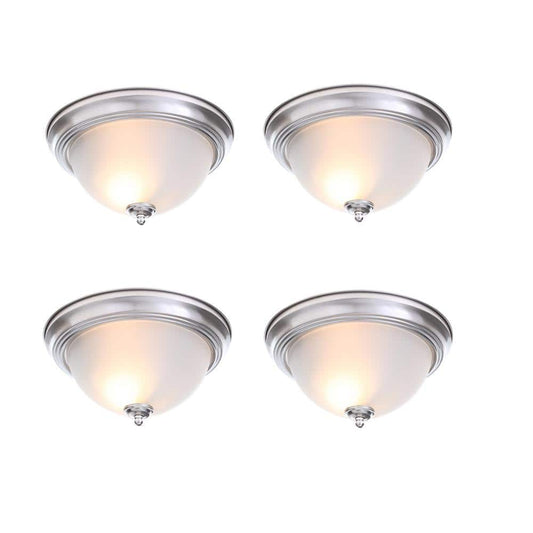 13 in. 2-Light Brushed Nickel Flush Mount (4-Pack)