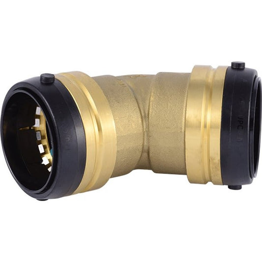 45 deg Elbow, 2 in, Push, Brass