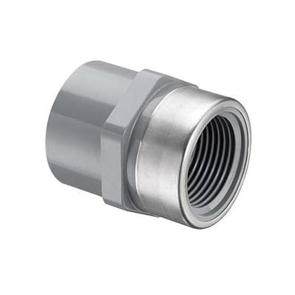 Female Adapter, 1 in, Socket x Stainless Steel Reinforced FNPT, SCH 80/XH, CPVC
