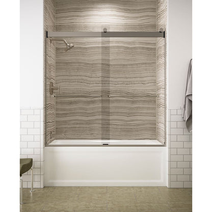 Levity 59-3/4" High x 59-5/8" Wide Sliding Frameless Tub Door with Clear Glass