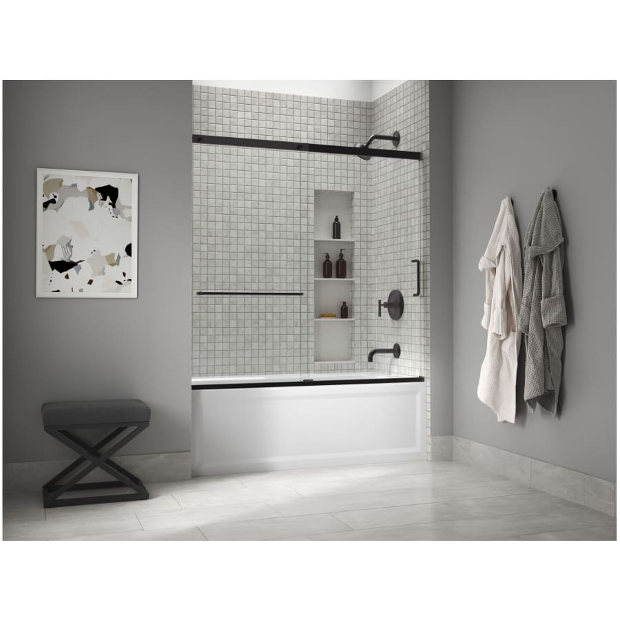 Elate 56-3/4" High x 59-5/8" Wide Sliding Semi Frameless Tub Door with Clear Glass