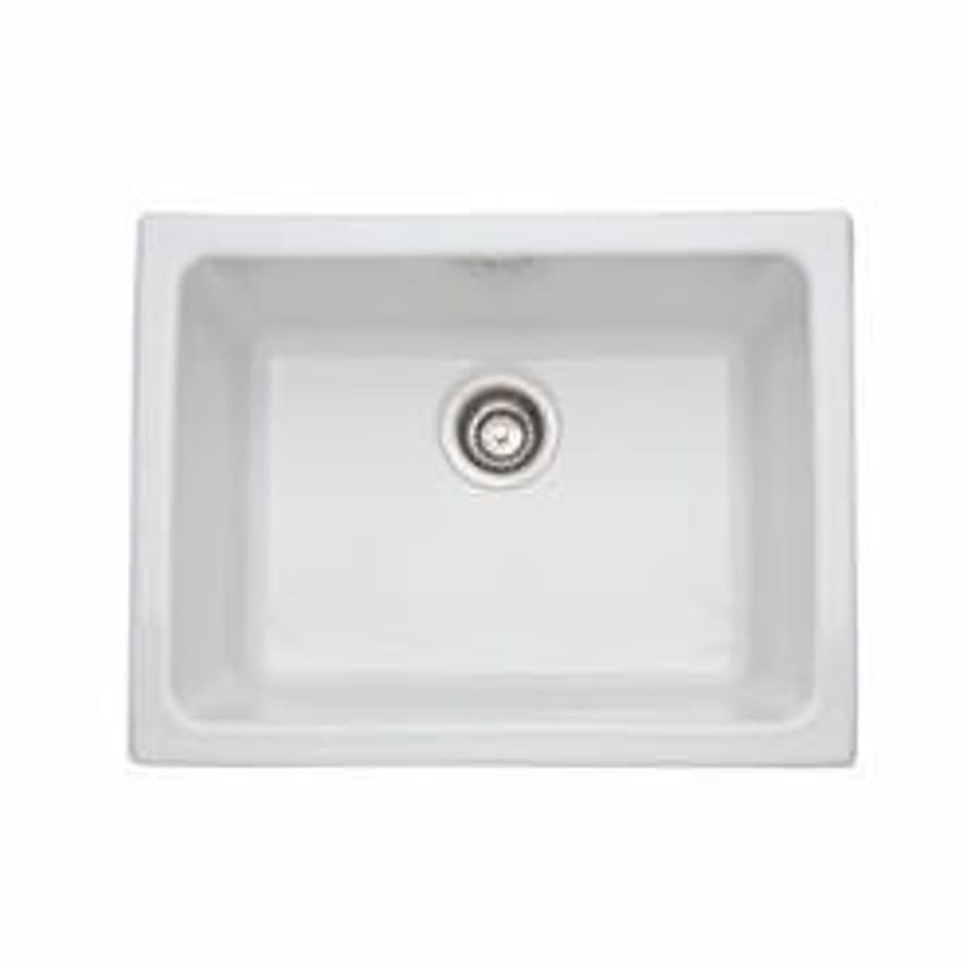 Allia Single Bowl Kitchen Sink, Under Mount, 23-15/16 x 18-1/2 in, 10 in Bowl Depth, Fireclay, White