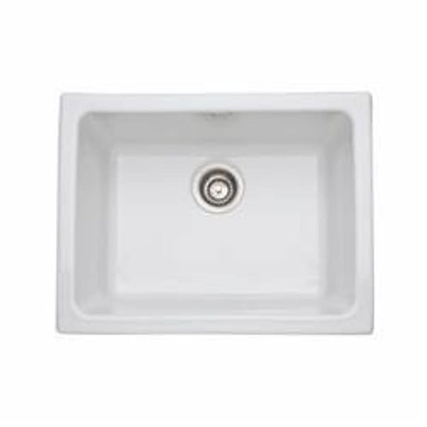 Allia Single Bowl Kitchen Sink, Under Mount, 23-15/16 x 18-1/2 in, 10 in Bowl Depth, Fireclay, White