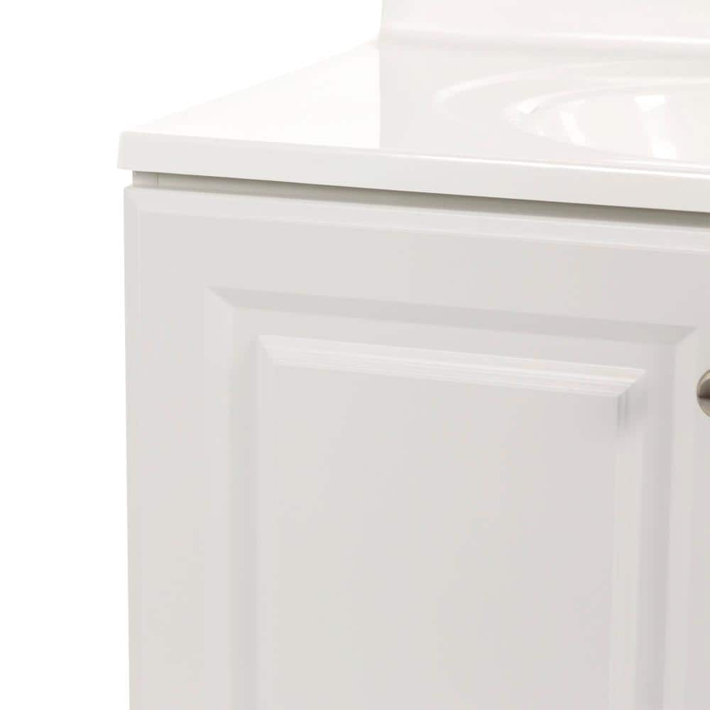 31 in. W x 19 in. D x 35 in. H Single Sink Freestanding Bath Vanity in White with White Cultured Marble Top