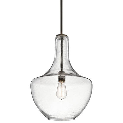 Everly Single Light 14" Wide Pendant with Bell Glass Shade