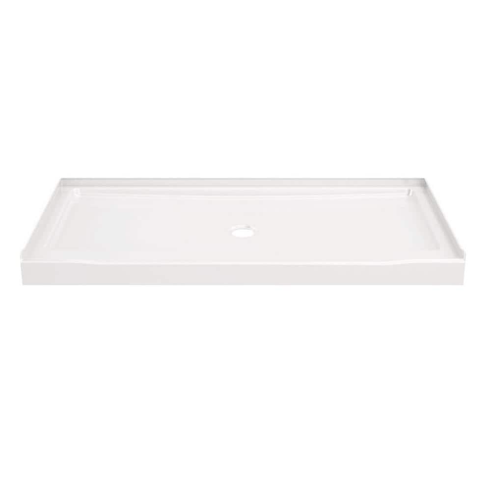 Classic 500 60 in. L x 30 in. W Alcove Shower Pan Base with Center Drain in High Gloss White