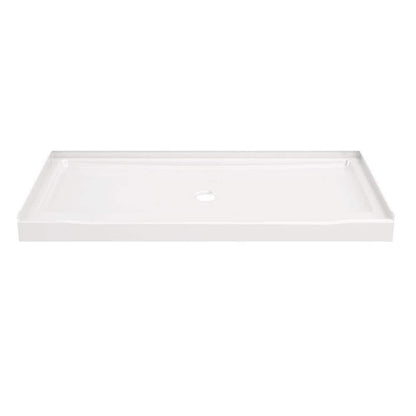 Classic 500 60 in. L x 30 in. W Alcove Shower Pan Base with Center Drain in High Gloss White