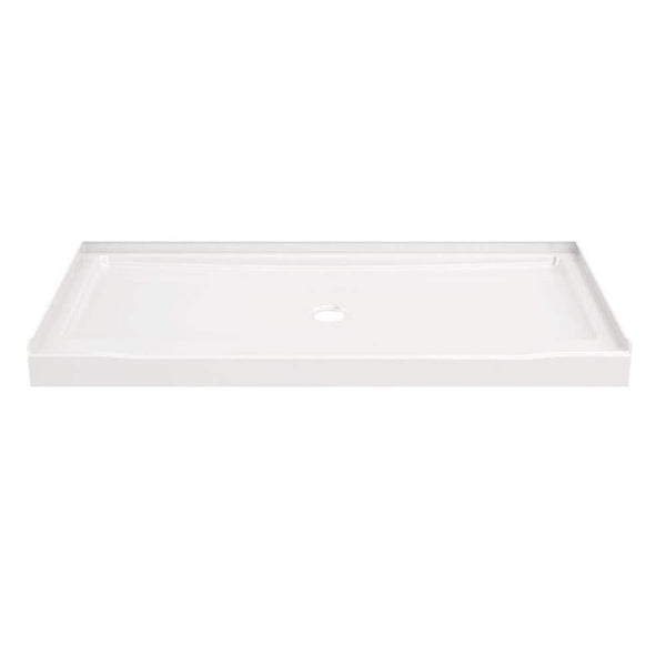 Classic 500 60 in. L x 30 in. W Alcove Shower Pan Base with Center Drain in High Gloss White