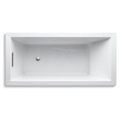 Underscore 66" x 32" Drop In Soaking Bath Tub with Reversible Drain, Molded Lumbar Support, and Slotted Overflow