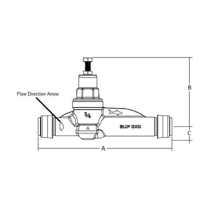 Water Pressure Regulator, 1/2 in, Push-Fit, Bronze