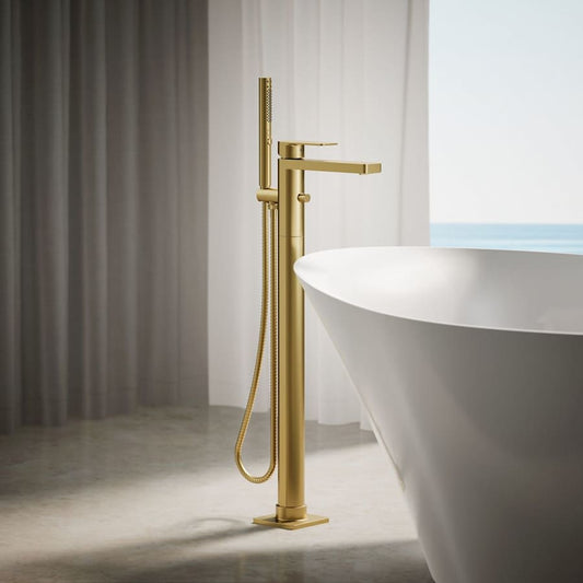 Parallel Floor Mounted Tub Filler - Includes Hand Shower