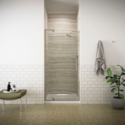 Revel 70" High x 43-1/8 - 48" Wide Pivot Frameless Shower Door with Thick Clear Glass