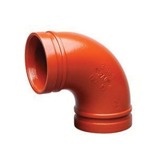90 deg Elbow, 8 in, Groove, Ductile Iron, Enamel Painted