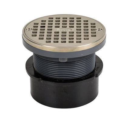 82000 Trap Primer Floor Drain, 4 in Outlet, Socket, 5 in Round Nickel Bronze Top