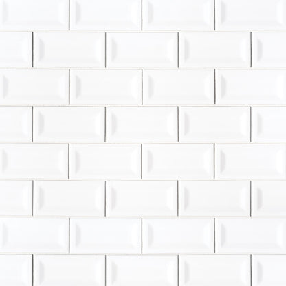 Inverted Bevel White Subway Tile