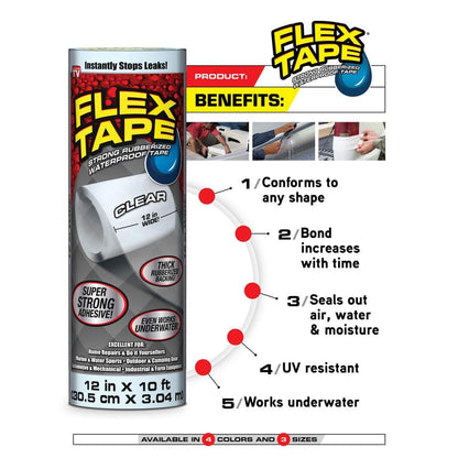 Flex Tape Black 4 in. x 5 ft. Strong Rubberized Waterproof Tape (4-Pack)