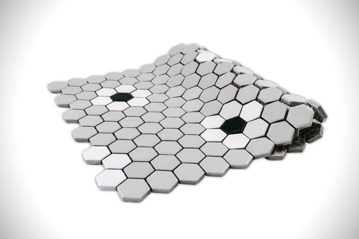 Flower White and Grey with Black Dot