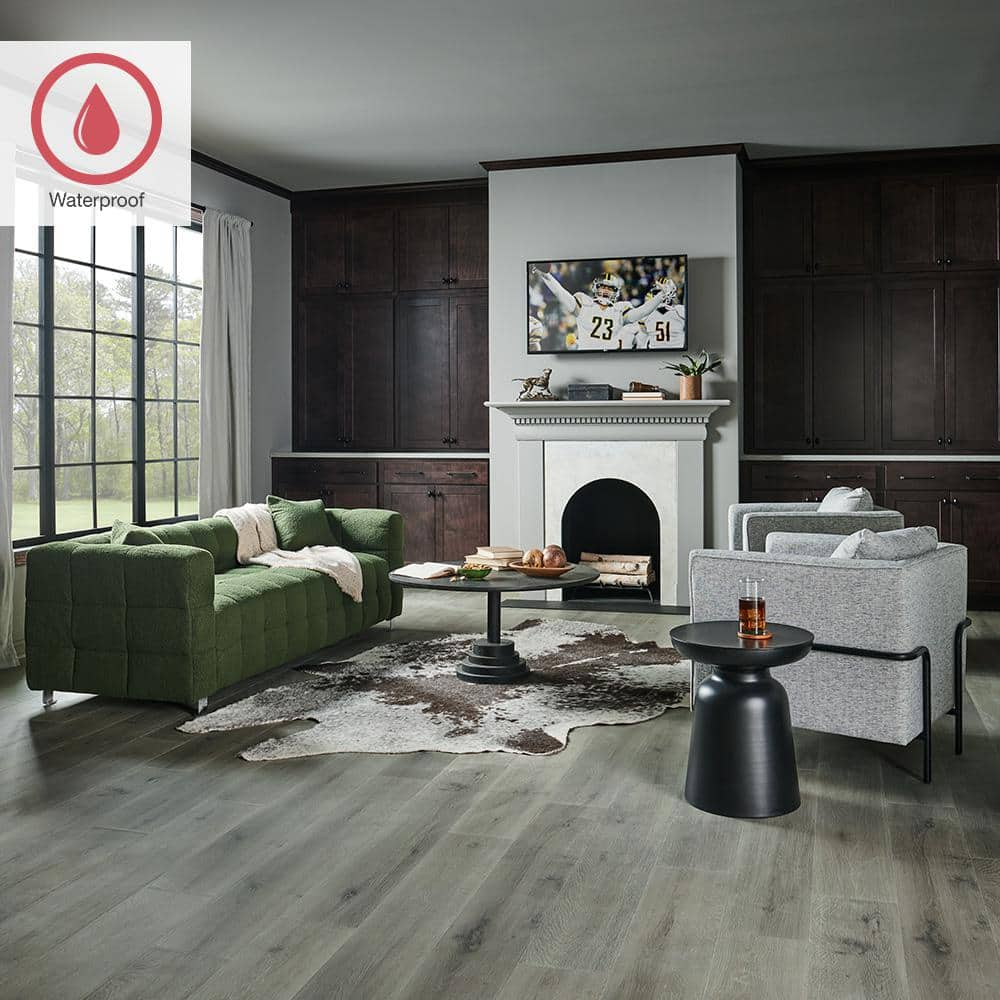 Outlast+ Montage Grey Oak 12 mm T x 7.4 in. W Waterproof Laminate Wood Flooring (19.6 sqft/case)