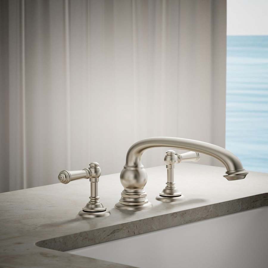Artifacts Deck-Mount Bath Faucet Handle Trim with Lever Design