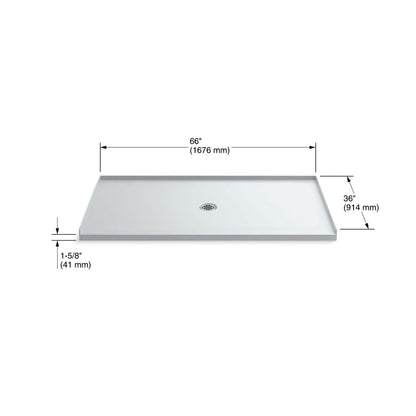 Archer 48" x 48" Square Shower Base with Single Threshold and Center Drain