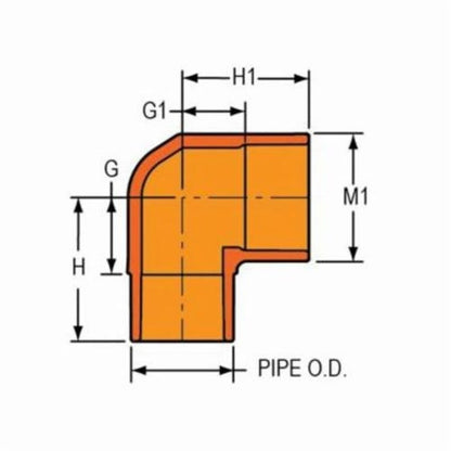 FlameGuard® 90 deg Elbow, 1 in, Spigot x Socket, CPVC