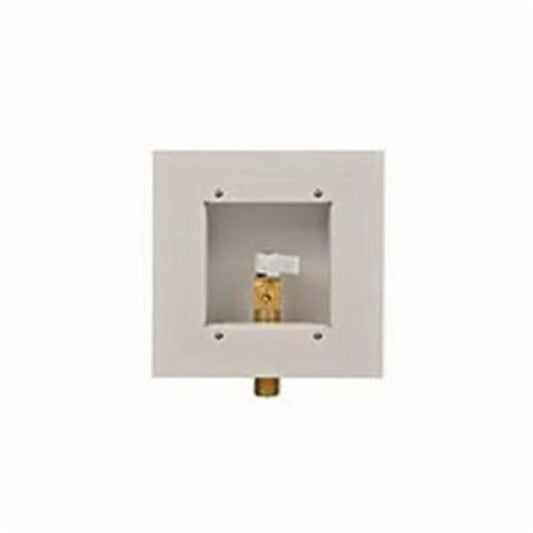 Ice Maker Outlet Box With Valve and Hammer Arrester, 1/2 in, C, Steel, White Powder Coated