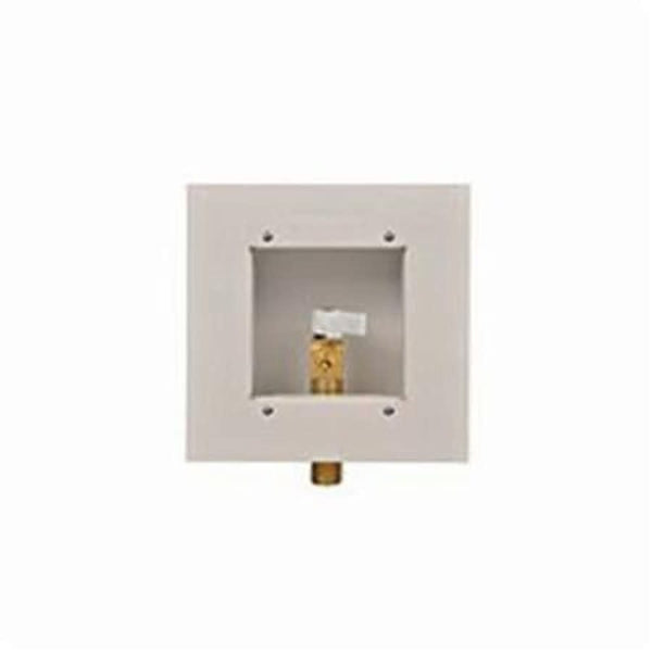 Ice Maker Outlet Box With Valve and Hammer Arrester, 1/2 in, C, Steel, White Powder Coated