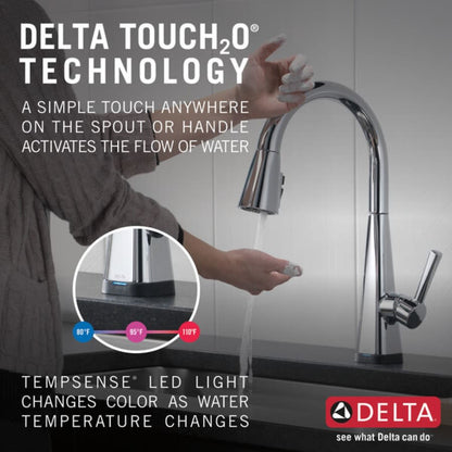 Lenta Pull-Down Kitchen Faucet with On/Off Touch Activation, Magnetic Docking Spray Head, ShieldSpray and Touch2O