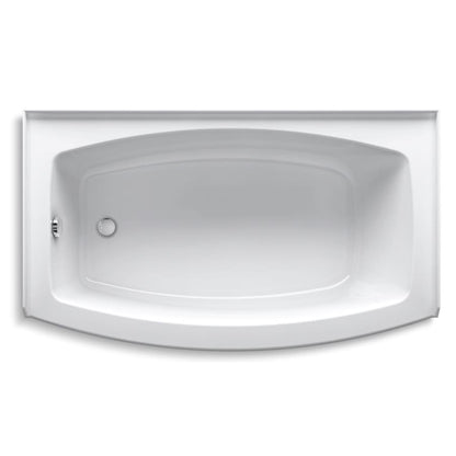 Expanse Bath Tub 60" x 30" - 36" Acrylic Soaking for Three Wall Alcove Installations with Integral Curved Apron and Left Drain