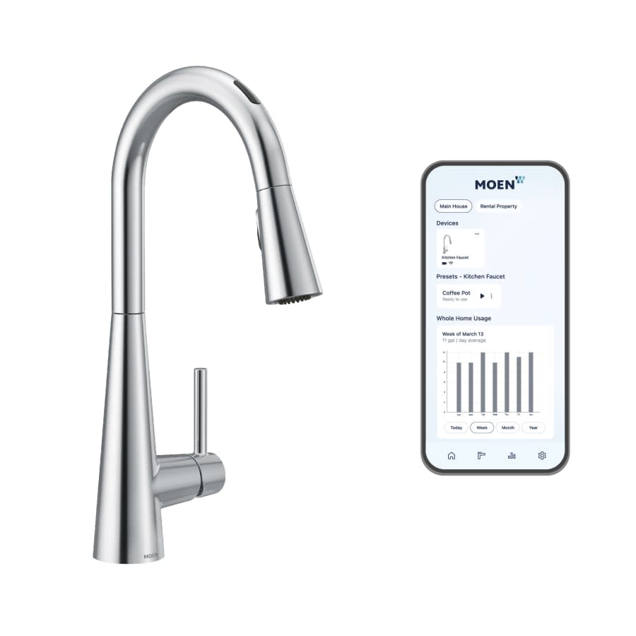 Sleek 1.5 GPM Single Hole Pull Down Kitchen Faucet with Voice Activation