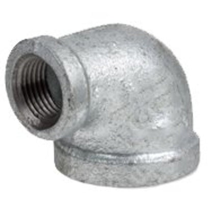 90 deg Elbow, 2 x 1-1/2 in, FNPT, 150 lb, Malleable Iron, Galvanized