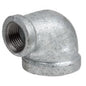 90 deg Elbow, 1-1/2 x 3/4 in, FNPT, 150 lb, Malleable Iron, Galvanized