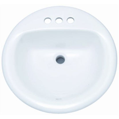 Rockaway 19" Circular Vitreous China Drop In Bathroom Sink with Overflow and 3 Faucet Holes at 4" Centers