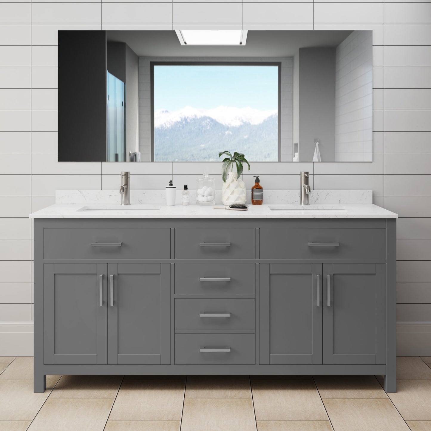 Beckett Double Bathroom Vanity - 72W x 35H x 22D