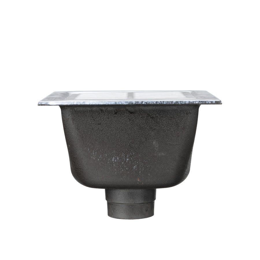 Floor Sink Body, 12 x 12 x 6 in, Square, 3 in, No Hub