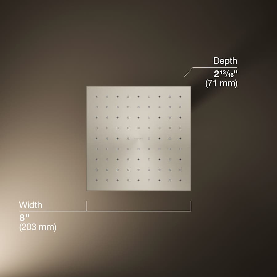 Contemporary Square 8" Single Function 2.5 GPM Rainhead with MasterClean Sprayface and Katalyst Air-Induction Technology