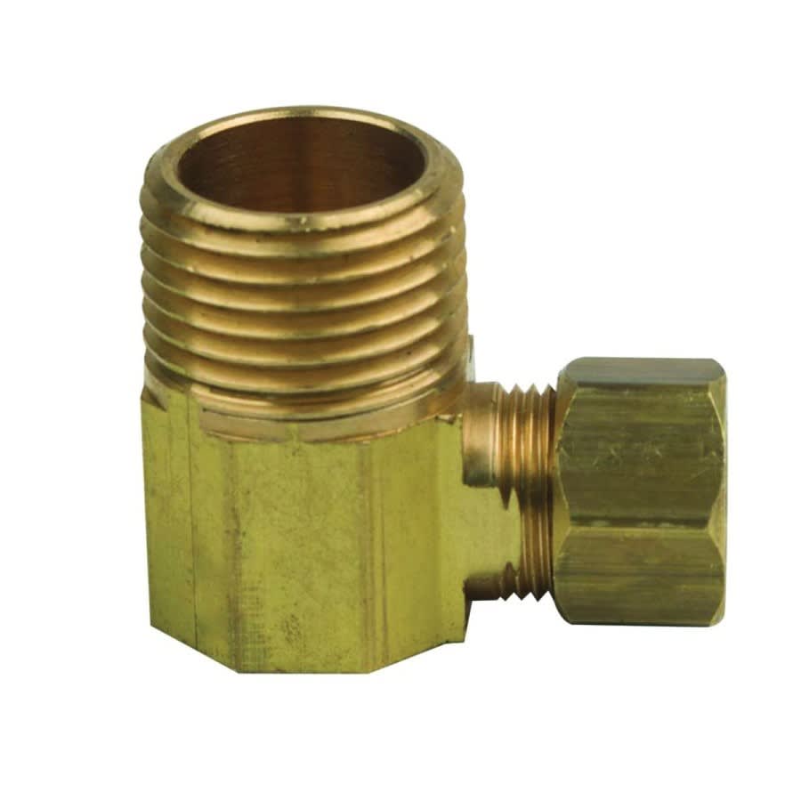 90 deg Elbow, 3/8 x 1/2 in, Comp x MNPT, Brass, Rough Brass, Domestic