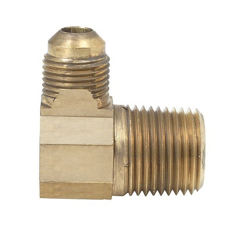 90 deg Elbow, 1/4 x 3/8 in, Flare x MNPT, Brass, Rough Brass