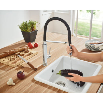 Pre-Rinse Spray Kitchen Faucet with Locking Push Button Control