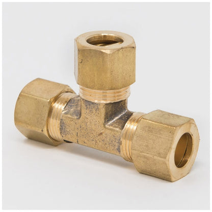 Tee, 1/4 in, Comp, Brass, Rough Brass, Domestic