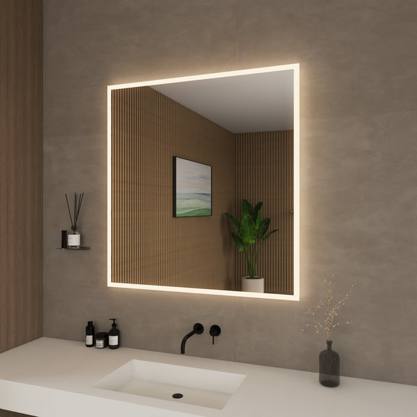 Hilton Frameless LED Perimeter Lighted Bathroom Vanity Mirror with Dimmer and Defogger - 34W x 36H x 1.38D