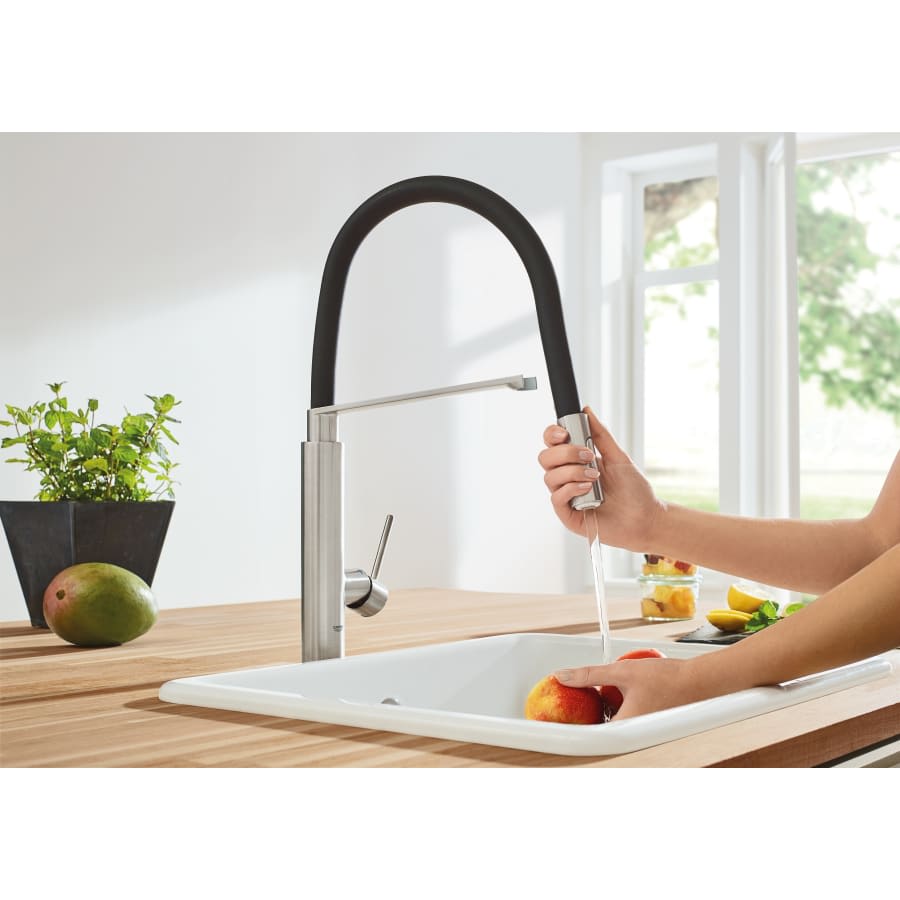 Pre-Rinse Spray Kitchen Faucet with Locking Push Button Control