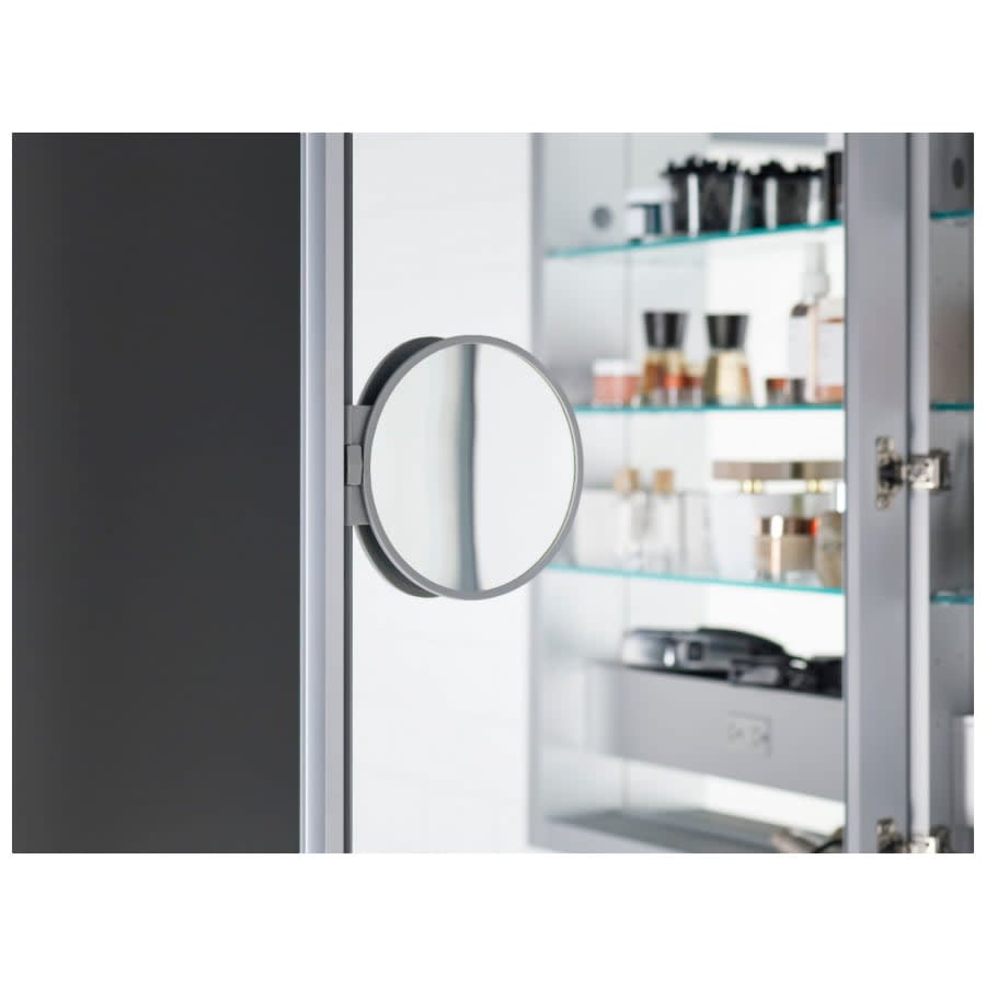 Verdera 24" x 30" Lighted Single Door Medicine Cabinet with Three Shelves, Built-in Outlets and Flip Out Magnifying Mirror - CA Title 24 Compliant