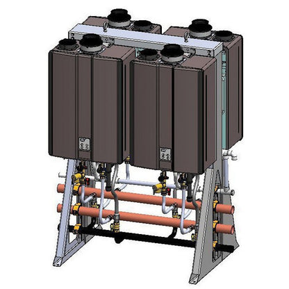 Back-to-Back Tankless Rack, Freestanding, 4 Units, Indoor, 796 Kbtu/hr, Natural Gas