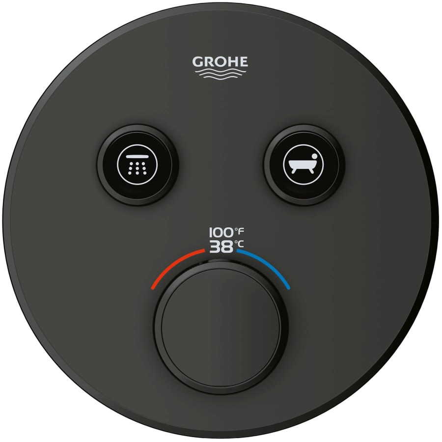 Grohtherm Dual Function Thermostatic Valve Trim Only with Triple Knob Handles and Volume Control - Less Rough In