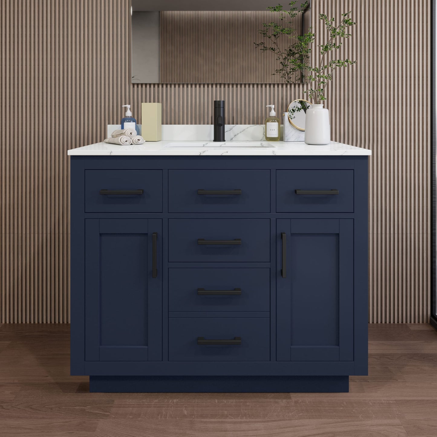 Beckett Single Bathroom Vanity with Toe Kick - 42W x 35H x 22D