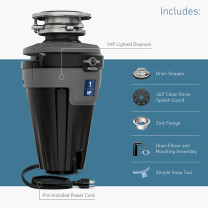 EX Series 1 HP Continuous Garbage Disposal with Motion Activated Lighting