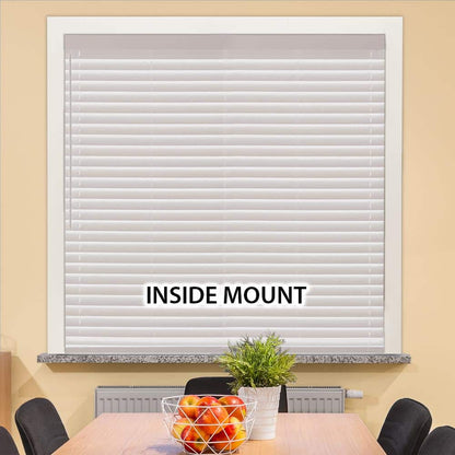 White Cordless Faux Wood Blinds for Windows with 2 in. Slats